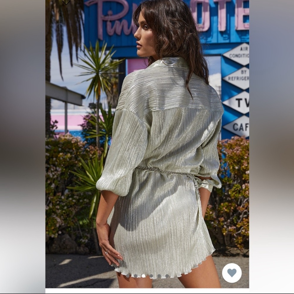 Metallic Women's Button Up Dress